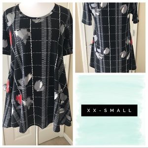 XXS Black, White, and Red LuLaRoe Perfect Tee